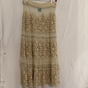 Italian Lace Maxi Skirt in Cream